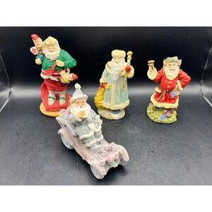 Vtg Father Christmas‎ Santa Claus Figurine Set Holiday Decor Set of 4 Variety